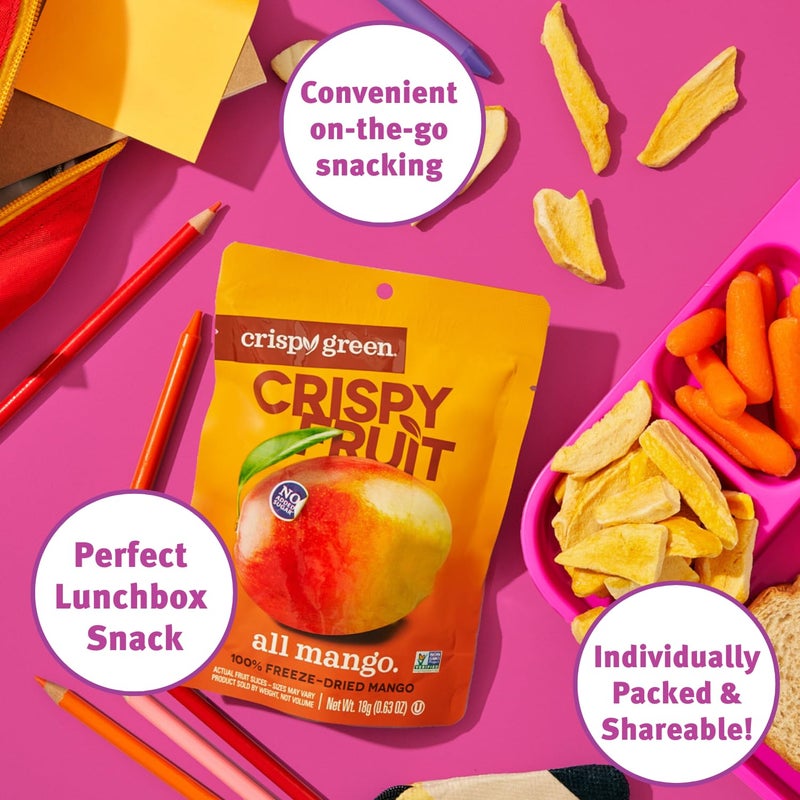 Crispy Green Natural Freeze-Dried Fruit, Mango Single-Serve, No Sugar Added, 0.63 Ounce (Pack of 12) - Image 3